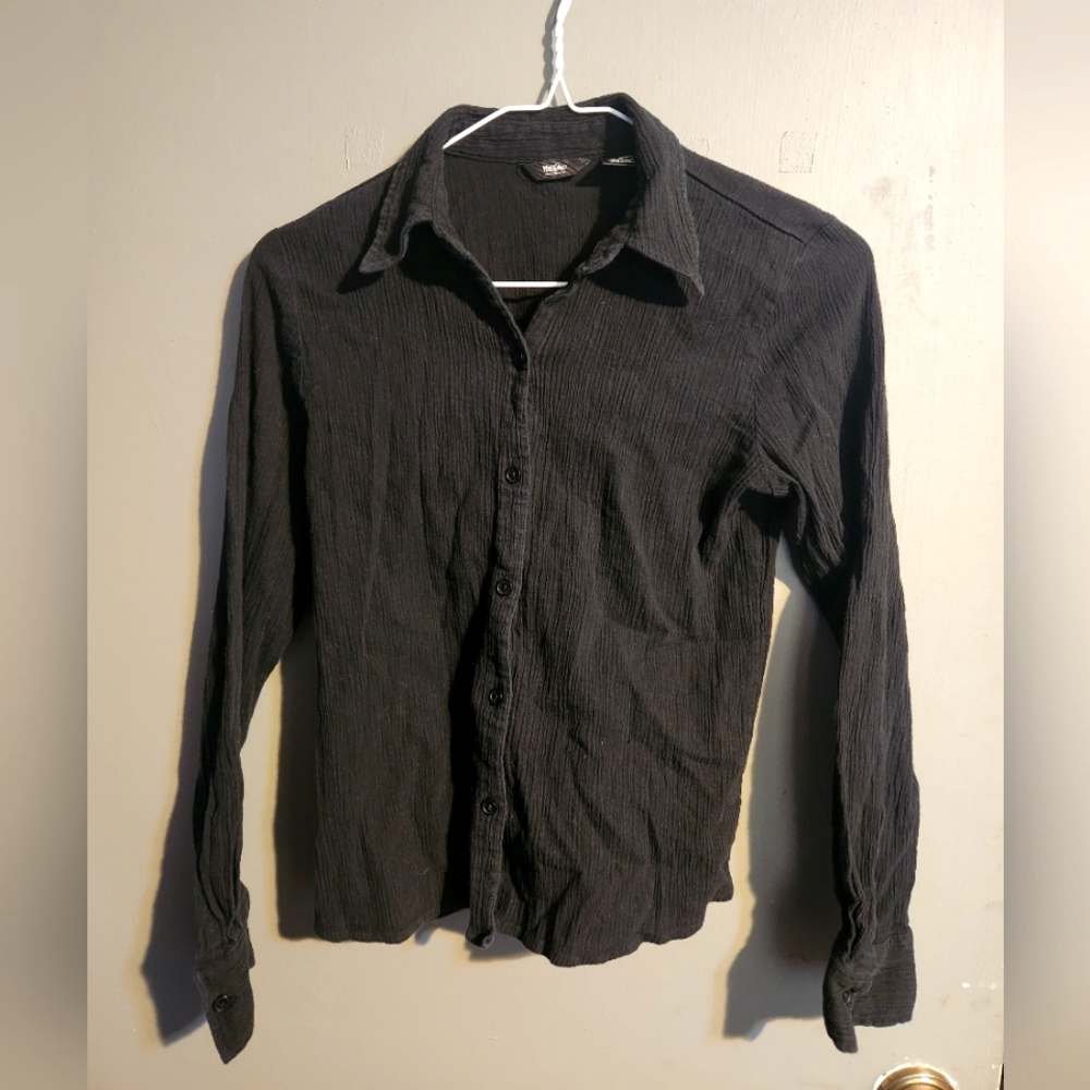 Passino small black long sleeve button up